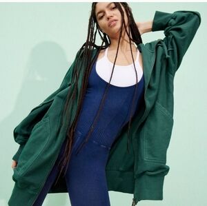 Free People Movement Headliner Zip Up in Emerald Green